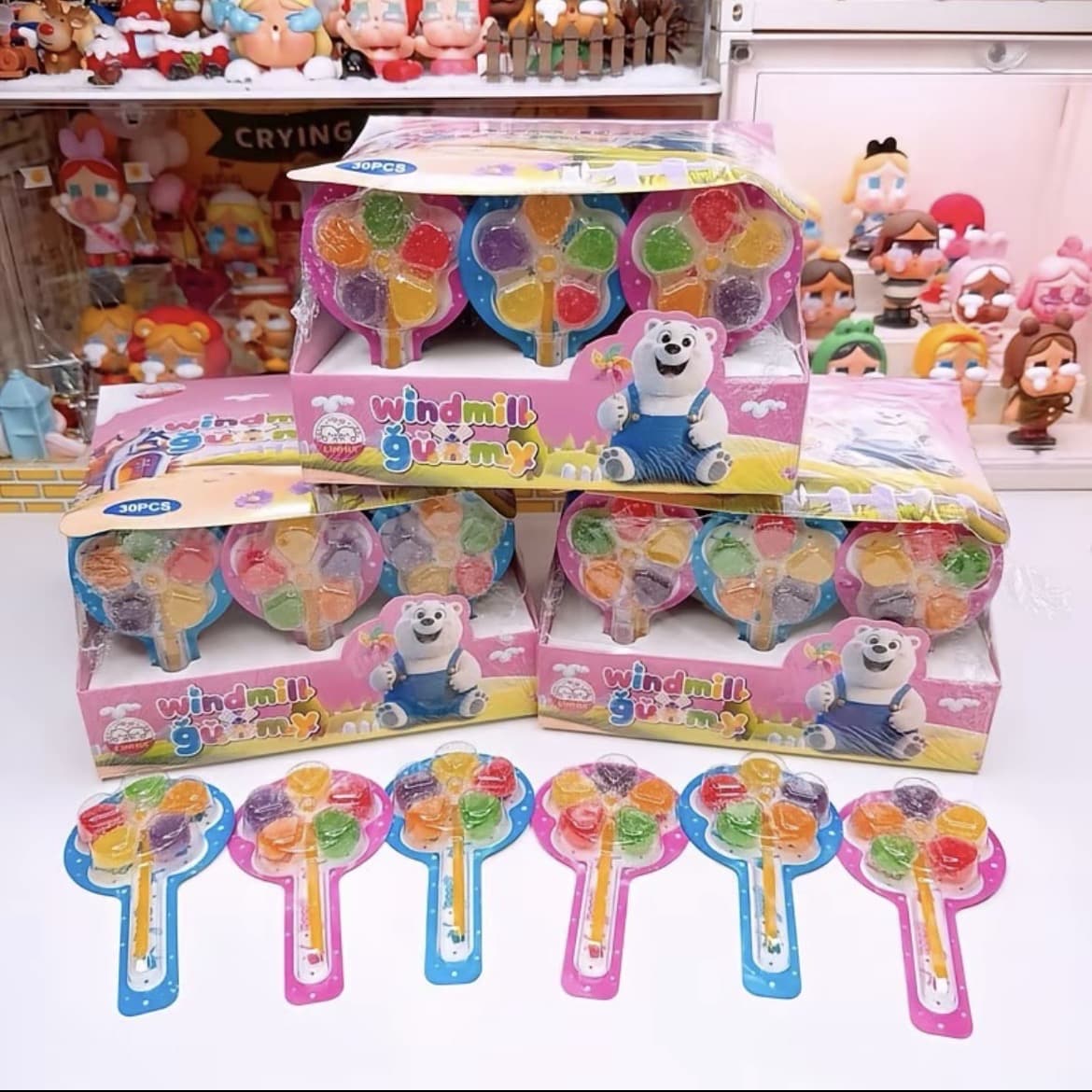  30 ชิ้น เยลลี่เคลือบน้ำตาล กังหัน ผลไม้ 1 กล่อง( รับ9,200 แต้ม)