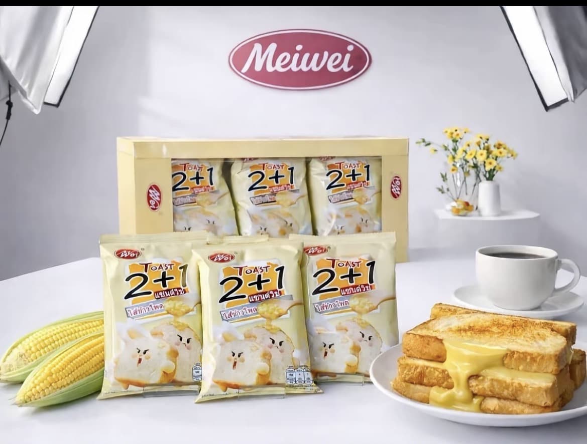 ขนมปังแซนวิช 2+1 พรีเมี่ยม น้ำหนัก 40 กรัม รสข้าวโพด( รับ6,500 แต้ม)