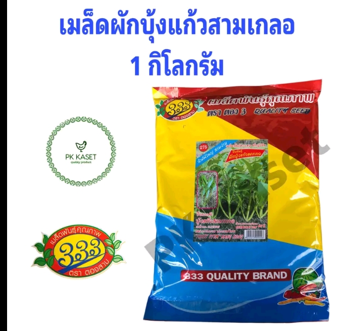 เมล็ดผักบุ้งแก้ว สามเกลอ1กก.ใบใหญ่ต้นอวบ(รับ12,750แต้ม)
