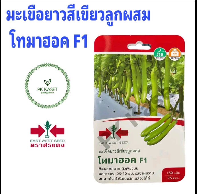 เมล็ดมะเขือยาวสีเขียวลูกผสมโทมาฮอคF1ศรแดง150เมล็ด(รับ5,750แต้ม)