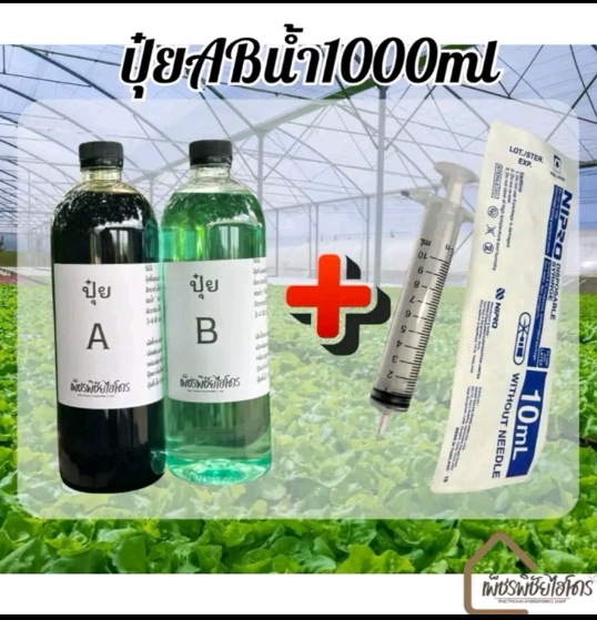 ปุ๋ยAB ไฮโดรโปนิกส์แบบน้ำ 1,000 มล.+ไซริ้งค์(รับ9,750แต้ม)