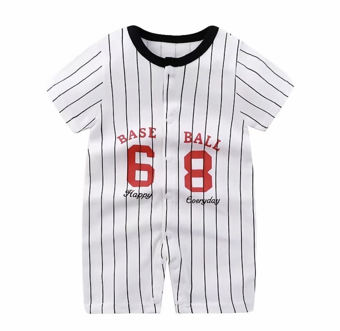  ชุดบอดี้สูทลายลายเส้นสีดำ68 size66สำหรับ เด็กแรกเกิด แบบมีกระดุมที่ไหล่และเป้ากางเกง (รับ6,650 แต้ม)
