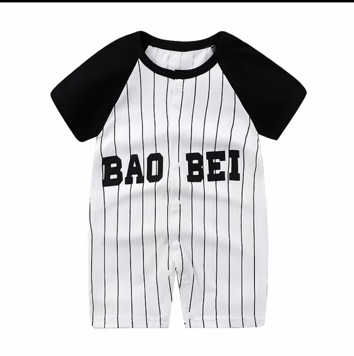  ชุดบอดี้สูทลายเส้นสีดำbaobei /ลายเส้นสีดำ68 Size80cmสำหรับ เด็กแรกเกิด แบบมีกระดุมที่ไหล่และเป้ากางเกง (รับ7,150 แต้ม)