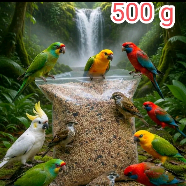 มิลเล็ตรวมคละสี สำหรับนกแก้วนกเขานกหงส์หยก เลิฟเบิร์ดขนาดเม็ดเล็ก500กรัม(รับ6250แต้ม)