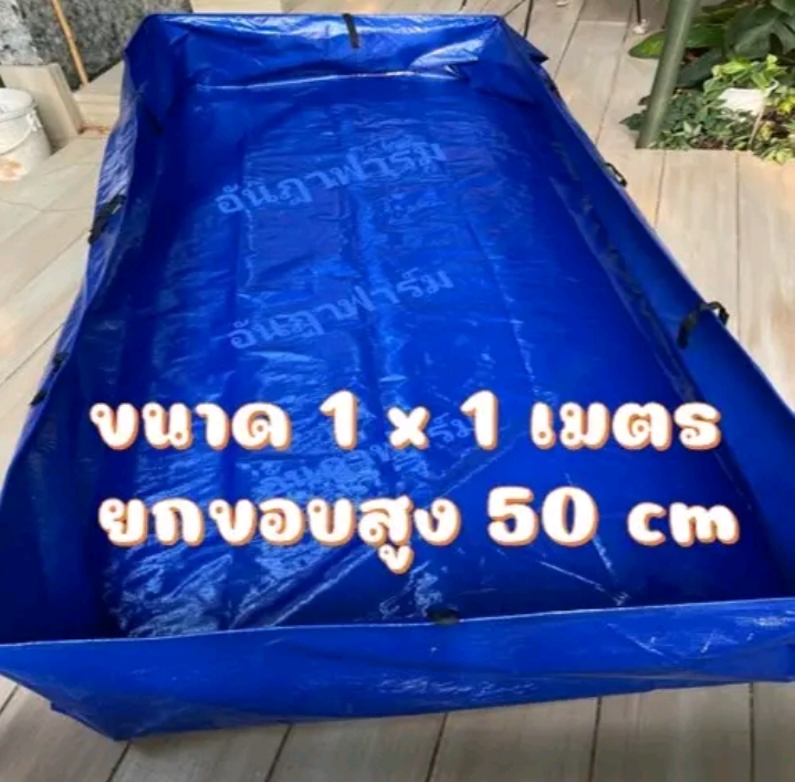 บ่อผ้าใบหรือกระชังบก สำเร็จพร้อมใช้งาน1×1เมตร สูง50เซนติเมตร(รับ22250แต้ม)