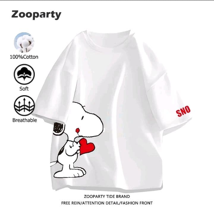 เสื้อSnoopy แนวโน้ม เสื้อยืดแขนสั้น100% conton ระบายอากาศได้ ใส่ได้ทั้งชายและหญิงมี8สี (รับ13,700แต้ม)