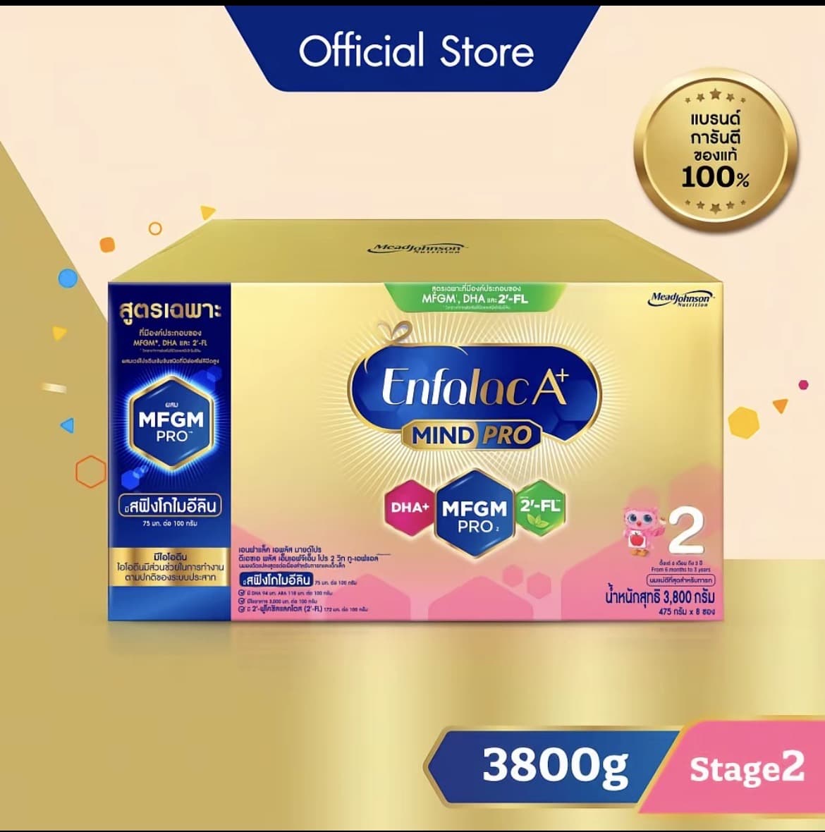 นมผง เอนฟาแล็ค เอพลัส มายด์โปร สูตร2 (3800 กรัม) Enfalac A+ MindPro Stage2 (3800 g)(รับ164,200แต้ม)