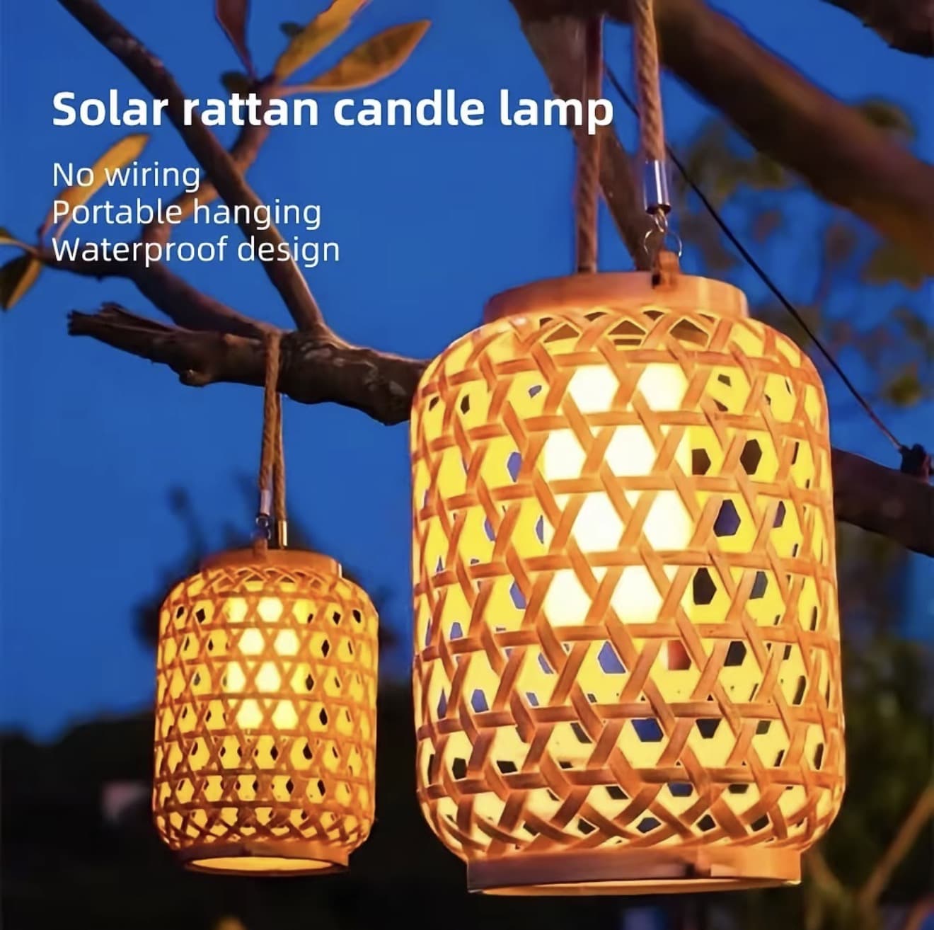 โคมไฟหวายเทียมพลังงานแสงอาทิตย์, กันน้ำ, แสงบรรยากาศ, ไฟ LED, 800 MAH, โคมไฟภูมิทัศน์ทอ,แสงอุ่น, เหมาะสำหรับตกแต่งแสงสนาม, ใช้กลางแจ้ง (รับ 22,200 แต้ม)
