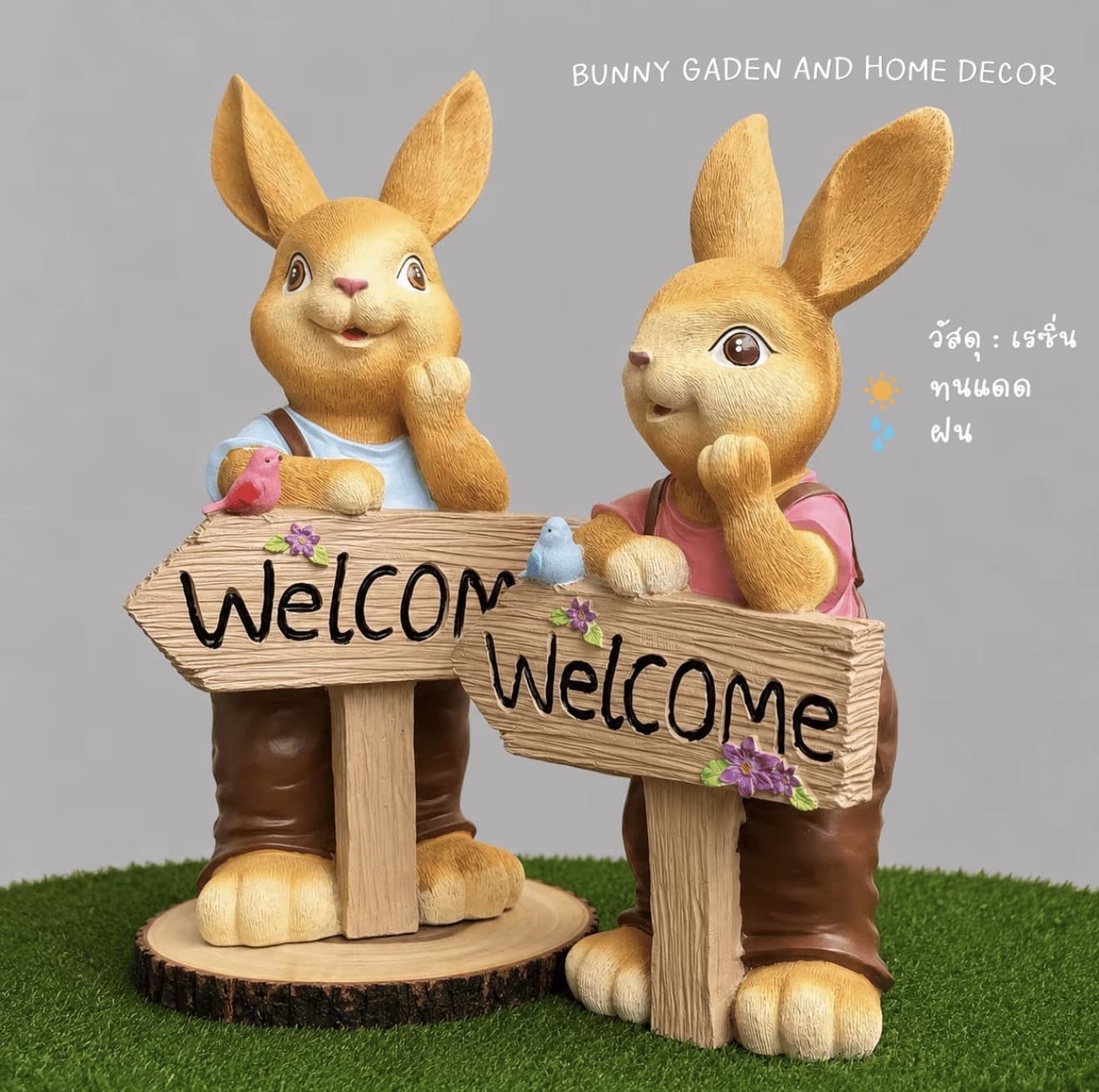 พร้อมส่ง/ราคา1ตัว]กระต่ายเรซิน55CMถือ ป้ายยินดีต้อนรับWelcomeตังโชว์คาเฟ่บ้านสวนแต่งสวน ทนแดดฝน (รับ 45,750 แต้ม)