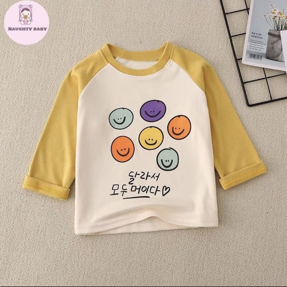  เสื้อแขนยาวกันหนาวเด็กลายการ์ตูนหน้ายิ้มไซส์90 น่ารัก ผ้าฝ้าย100%(รับ8,700แต้ม)