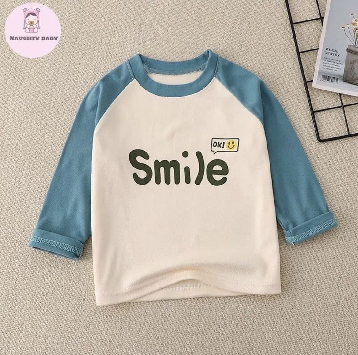  เสื้อแขนยาวกันหนาวเด็กลายการ์ตูนSMILE ไซส์90น่ารัก ผ้าฝ้าย100%(รับ8,700แต้ม)