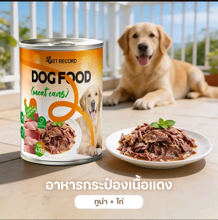 อาหารกระป๋องสุนัขอาหารหมากระป๋อง อาหารอินทรีย์ธรรมชาติอาหารสุนัขเพื่อสุขภาพสำหรับสุนัขทุกวัย ทูน่า+เนื้อไก่ 430กรัม(รับ23000แต้ม)