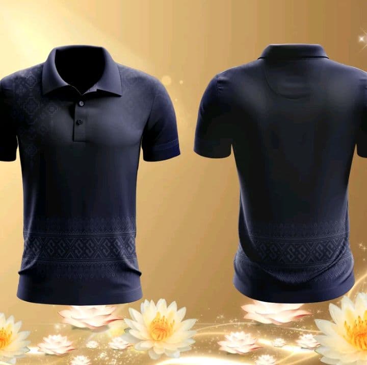 สีกรม Vibutiquebkk เสื้อโปโลลายไทย สยามวิจิตร ผ้าเม็ดข้าวโพด ใส่ราชการ pool (รับ12,700แต้ม)