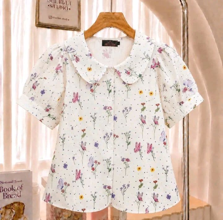 สีขาว ไซส์2 TWO-Ya New เสื้อคอบัว แขนตุ๊กตา ผ้าตุ๊กตา ผ้าคอตตอนพิมพ์ ลายดอกไม้ M01 (อ่านรายละเอียดก่อนสั่งซื้อ) (รับ12,700แต้ม)