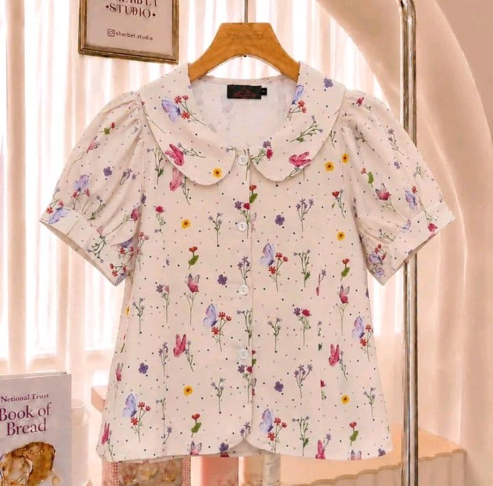 สีพีช ไซส์3 TWO-Ya New เสื้อคอบัว แขนตุ๊กตา ผ้าตุ๊กตา ผ้าคอตตอนพิมพ์ ลายดอกไม้ M01 (อ่านรายละเอียดก่อนสั่งซื้อ) (รับ13,200แต้ม)