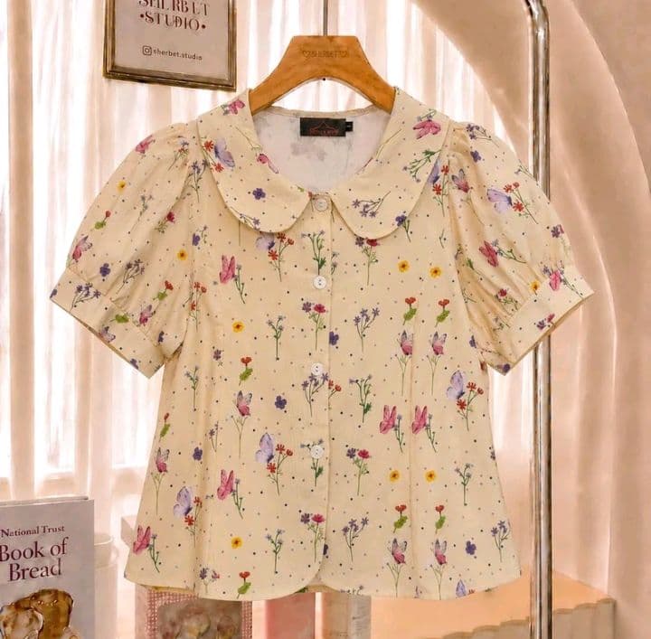 สีครีม ไซส์3 TWO-Ya New เสื้อคอบัว แขนตุ๊กตา ผ้าตุ๊กตา ผ้าคอตตอนพิมพ์ ลายดอกไม้ M01 (อ่านรายละเอียดก่อนสั่งซื้อ) (รับ13,200แต้ม)