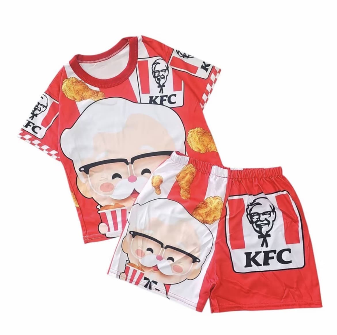  ชุดเด็กลายไก่เคเอฟซี แดง ไซส์ Sผ้าไมโคร แขนขา สั้น เด็ก 6 เดือน-1ขวบ(รับ7,200แต้ม)