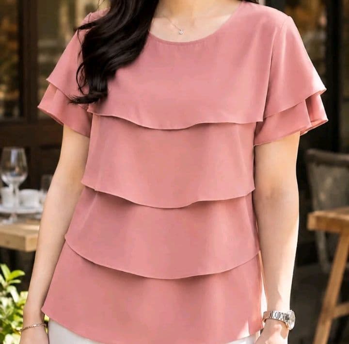 สีชมพู อก46 ยาว26เสื้อไหมอิตาลีชั้นระบายพรางพุง (รับ11,200แต้ม)