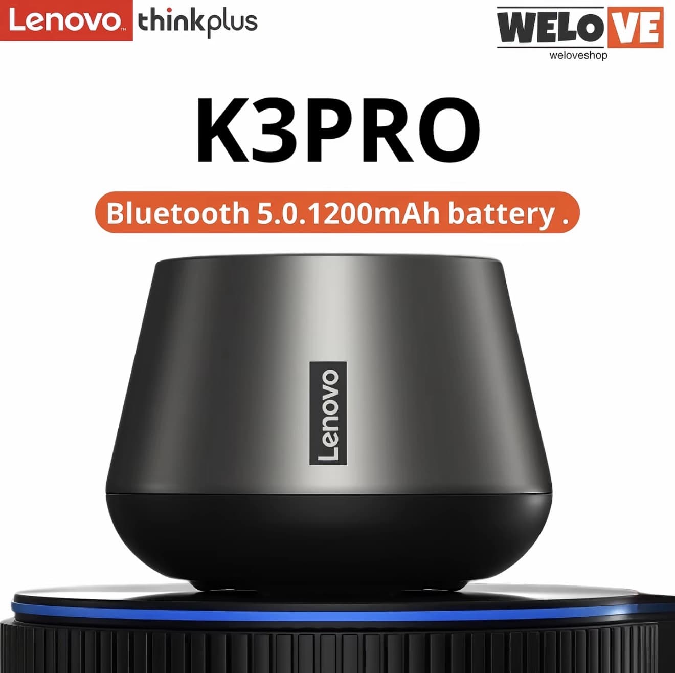 Lenovo K3 Pro ลำโพงบลูทูธไร้สาย HiFi แบบพกพา 1200mAh สแตนด์บายนาน ลำโพงกลางแจ้ง กล่องเบสเซอร์ราวด์ Bluetooth 5.0 ระยะส่ง ข้อมูล 2-10M (รับ 12,450 แต้ม)