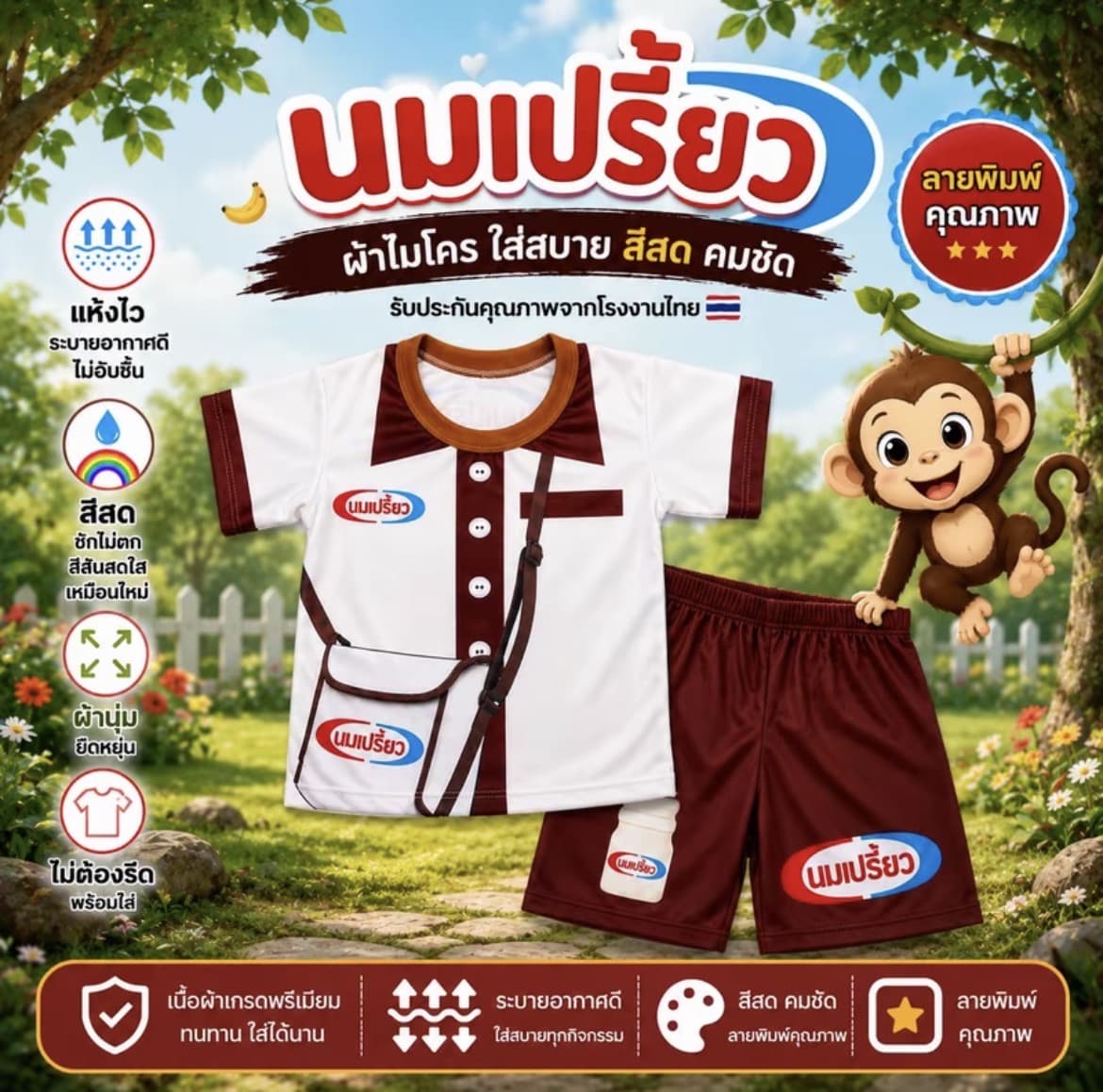  ชุดเด็กลายอาชีพลายสาวยาคูลท์ ไซส์ S น้ำหนักไม่เกิน12กก. ผ้าไมโครใส่สบายปั่นได้สีแน่น(รับ7,200 แต้ม)