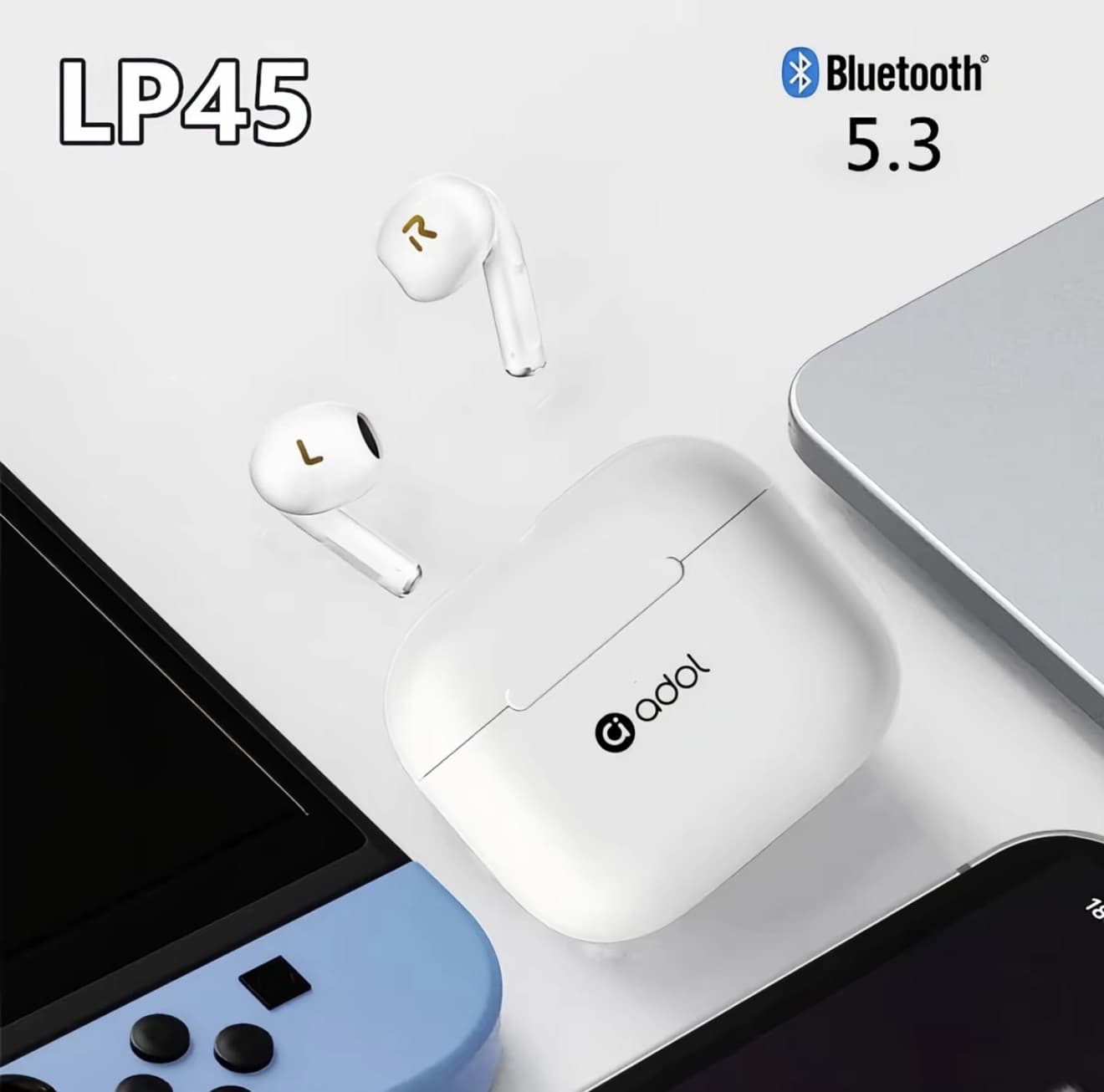 ADOL LP45 หูฟังไร้สาย True Wireless เสียงสเตอริโอ HIFI หูฟังบลูทูธ 5.3 พร้อมไมโครโฟนสำหรับ Android IOS (รับ 6,450 แต้ม)