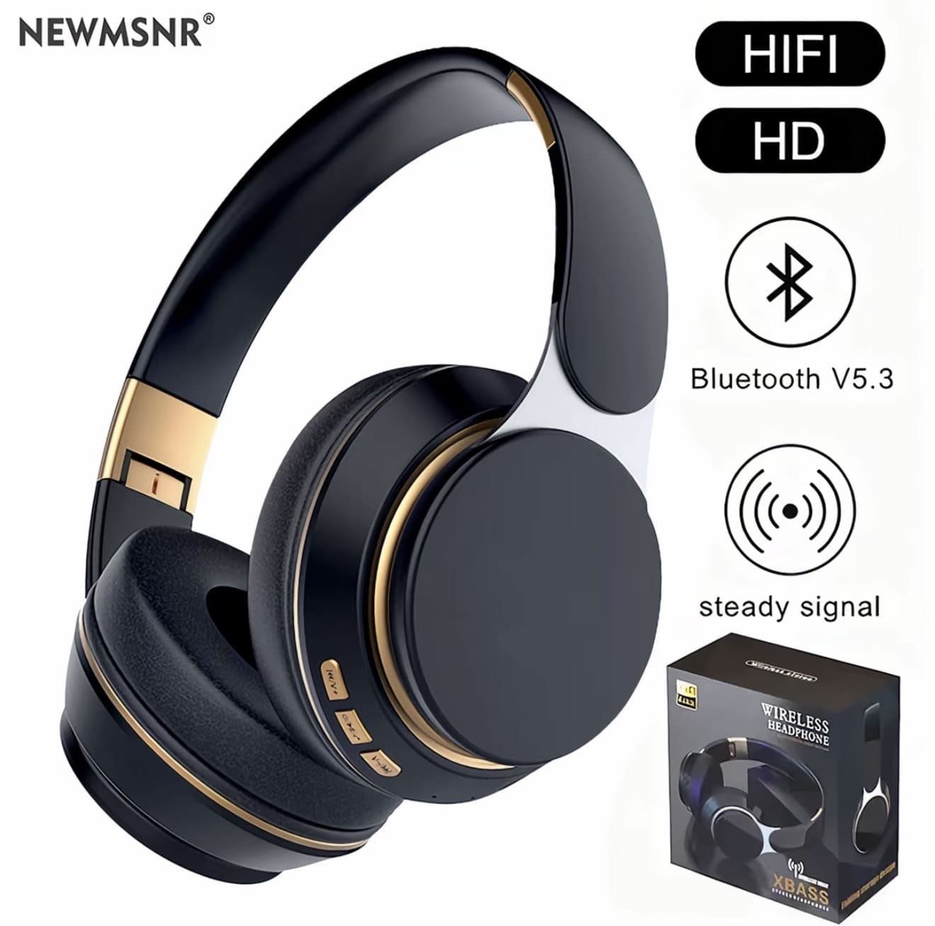 [อัปเกรด] Newmsnr หูฟังแบบครอบหู บลูทูธ 5.3 หูฟังไร้สายระบบตัดเสียงรบกวนอัจฉริยะ ไมค์โครโฟนในตัว พับเก็บง่าย (รับ 40,950 แต้ม)