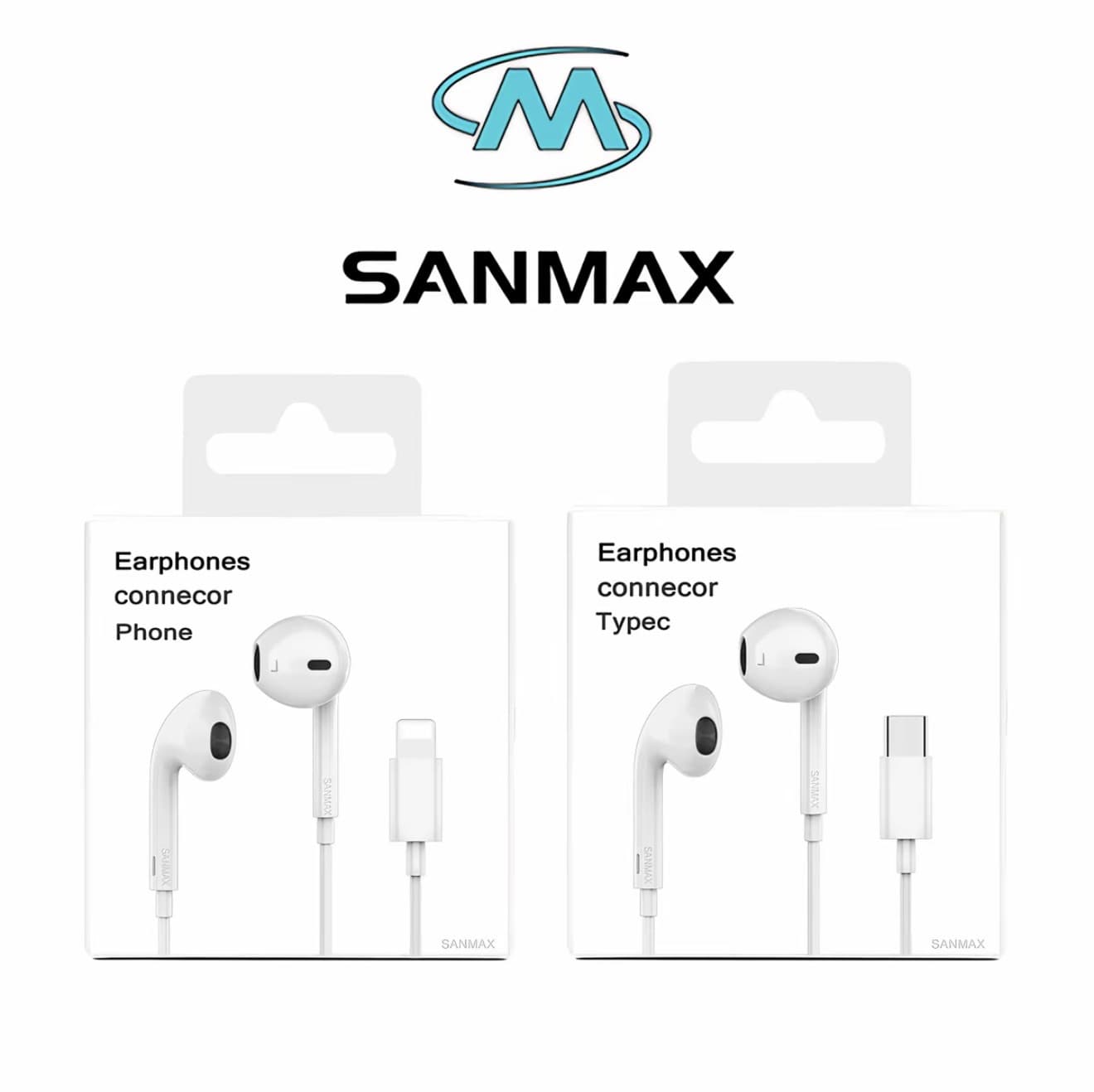 sanmax หูฟัง Earphones Typec ฟซ สายฟ้า เสียงดี ไมโครโฟนในตัว iOS Android (รับประกัน 1 ปี ) (รับ 4,950 แต้ม)