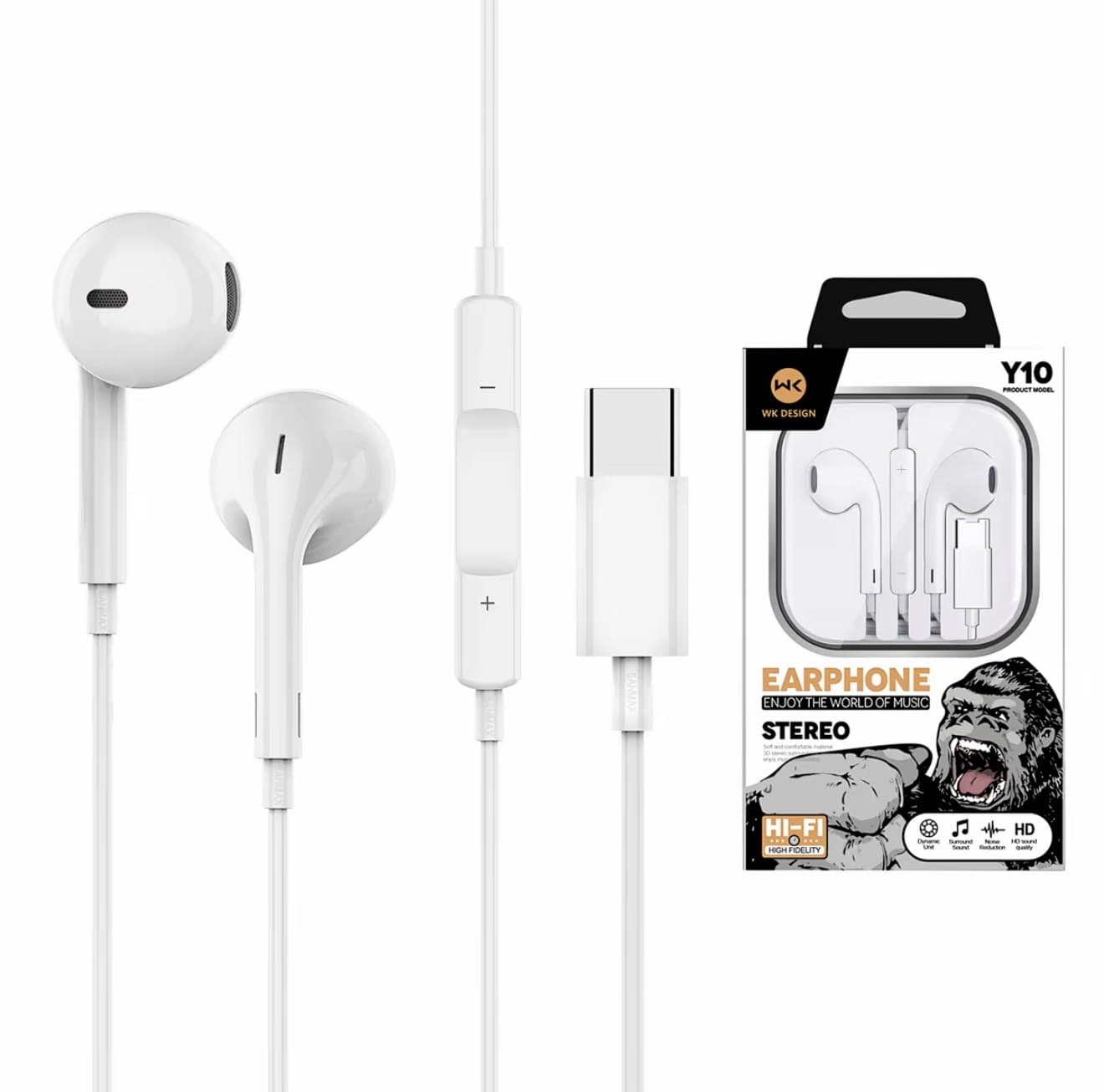 Wk design หูฟังY10 Y11 Y12 Built-in microphone โทรชัดเจน เสียงสเตอริโอ 3D 3.5mm typec phone สำหรับ ios Android AA รับประกัน 1ปี (รับ 4,950 แต้ม)