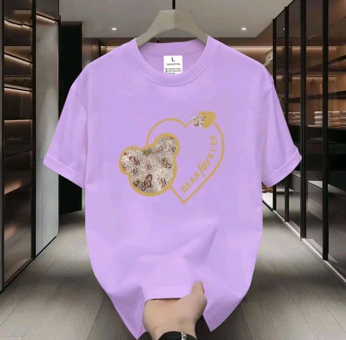 สีม่วง เสื้อยืดมาใหม่ ผ้าCOTTON 100% สกรีนด้วยลายแฟชั่น ผ้านุ่มละมุนสุดๆ (รับ11,200แต้ม)