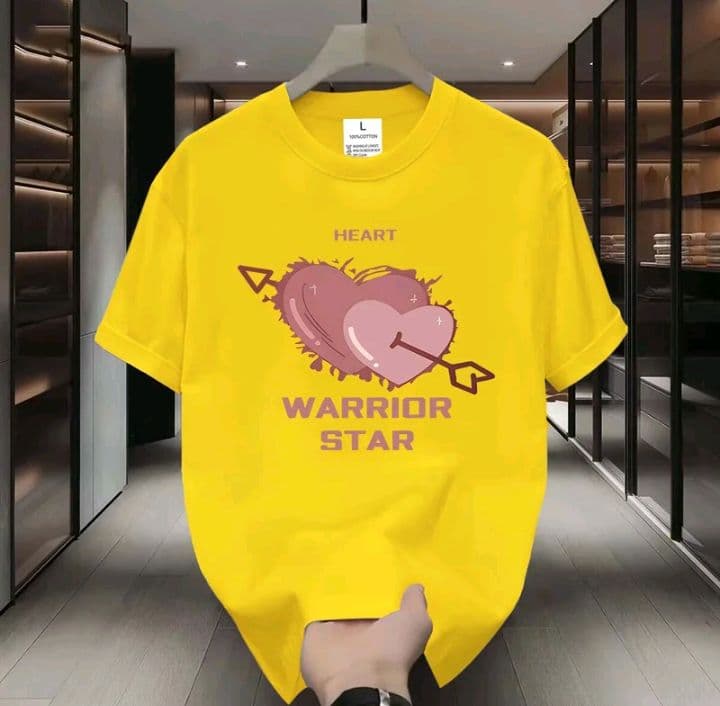 สีเหลือง (ลายหัวใจ) เสื้อยืดมาใหม่ ผ้าCOTTON 100%สกรีนด้วยแฟชั่น  (รับ11,200แต้ม)