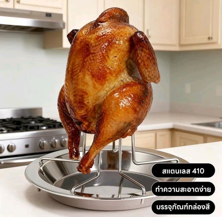 ถาดย่างไก่สแตนเลสเกรด 410 แผ่นหนา 2มม. ทนความร้อน 200°C ขาสสแตนเลส 201 กันสนิมใช้งานกลางแจ้งได้ง่ายไร้คราบมัน (รับ8,150แต้ม)
