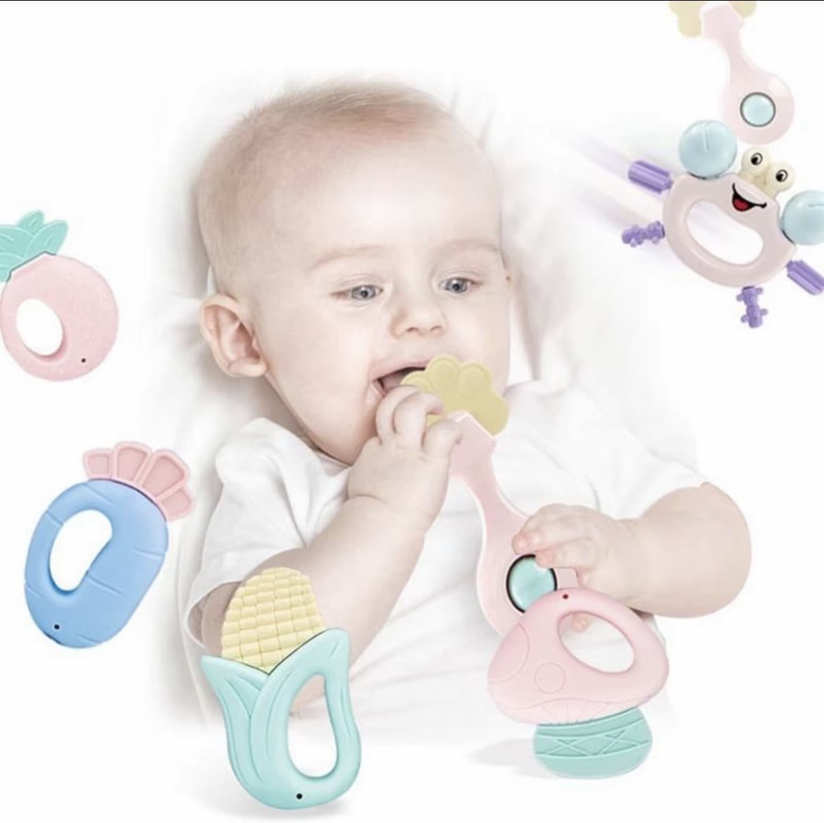 ยางกัด ยางกัดเด็ก ของเล่นเด็ก 6ชิ้น/ชุด 3เดือน-1ปี นึ่งได้ปลอดสารปลอดภัย Baby Teethers(รับ8,700 แต้ม)