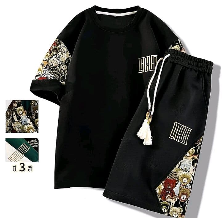 ชุดเซ็ทผู้ชายใส่หน้าร้อน แห้งเร็ว เทรนด์แฟชั่น เสื้อเชิ้ตผู้ชาย+กางเกงขาสั้น ชุดสองชิ้น (รับ16,200แต้ม)