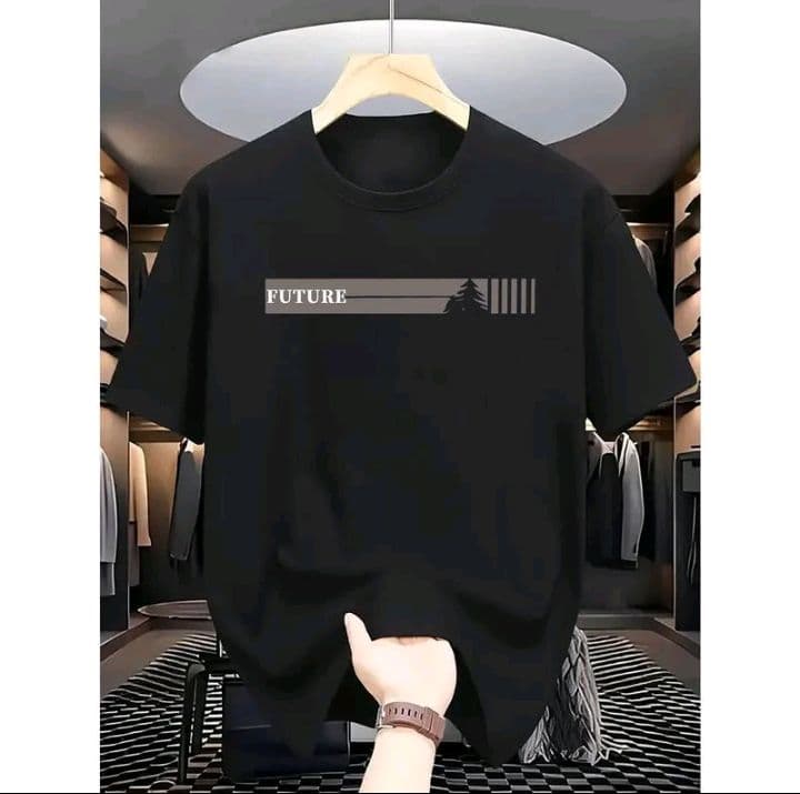 เสื้อยืดกราฟิกผู้ชาย "Future" คอตตอน 100% คอกลม ผ้าเนื้อดี ระบายอากาศได้ดี ทรงเข้ารูป วัสดุผ้าฝ้ายแท้ เสื้อยืดคอปกแขน สั้นผู้ชายเหมาะสำหรับกิจกรรมกลางแจ้งในฤดูร้อน (รับ14,500แต้ม)
