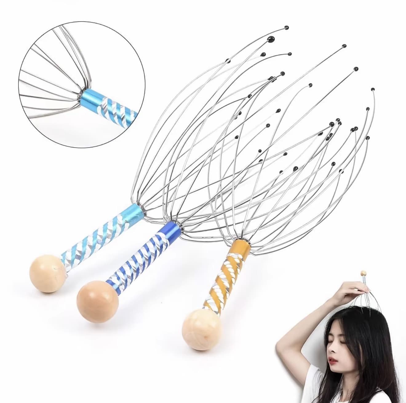 ลวดนวดศรีษะ นวดหัว เพื่อความผ่อนคลาย เครื่องนวด หัวปลาหมึก ไม้นวด Head massager (รับ 6,650 แต้ม)