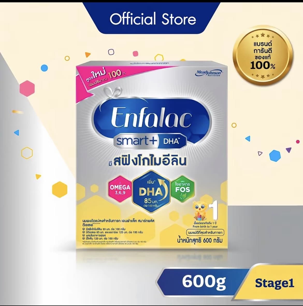 นมผง เอนฟาแล็ค สมาร์ทพลัส ดีเอชเอ สูตร1 (600 กรัม) Enfalac Smart+ DHA Stage1 (600 g)(รับ23,200แต้ม)