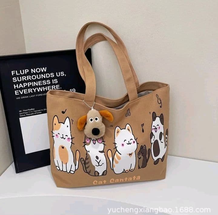กระเป๋าสะพายข้าง Cat-น้ำตาล(มีซิป) ขนาด38*30*4ซม. ไม่มีพวงกุญแจ (รับ8,200แต้ม)
