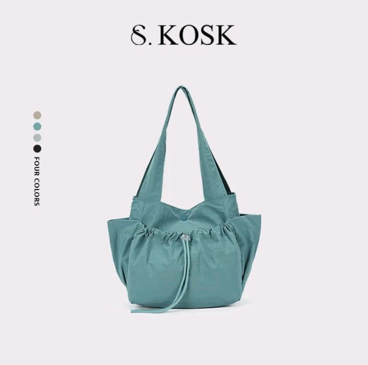 สีฟ้า กระเป๋าถือที่เรียบง่ายและอเนกประสงค์ กระเป๋าสะพายไหล่ สำหรับผู้หญิงพร้อมเชือกรูดและดีไซน์แบบพลีต (รับ16,200แต้ม)