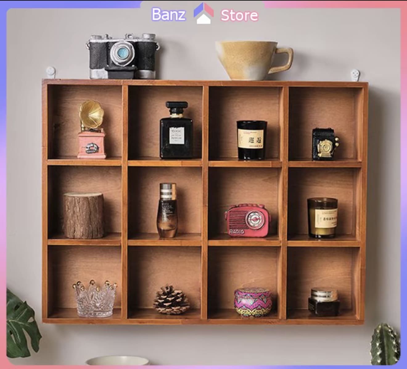 ตู้โชว์ติดผนัง Rack Retro ชั้นวางของไม้ 12ช่อง ตู้ art toy กล่องไม้ ชั้นวางสไตล์วินเทจ สำหรับบ้าน ชั้นวางของไม้ทนทาน การจัดเก็บสะดวก ตู้โชว์ของสะสม ชันวางรูปภาพไม้ ตกแต่งบ้านสไตล์วิน เทจ (รับ 19,150 แต้ม)
