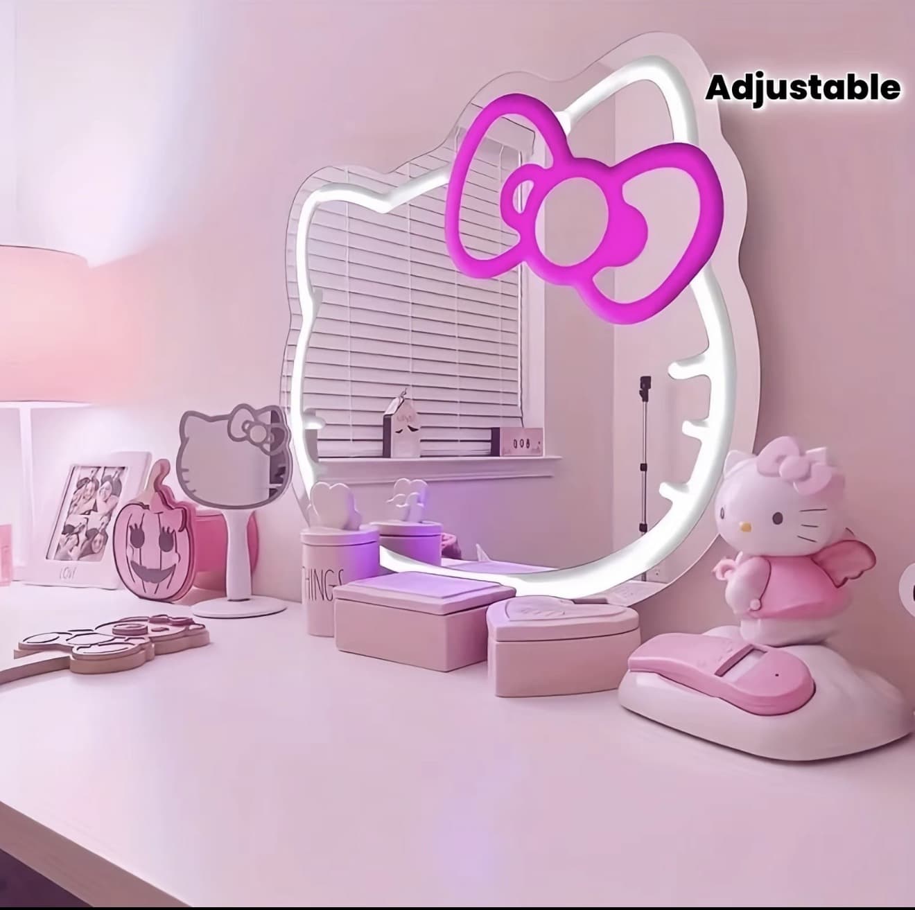 กระจกแต่งหน้า LED ลายการ์ตูน Hello Kitty ลิขสิทธิ์แท้จากซานริโอ ปรับความสว่างได้ พร้อมไฟนีออนติดผนังเหมาะสำหรับตกแต่งห้องนอนและเป็นของขวัญ (รับ 30,450 แต้ม)