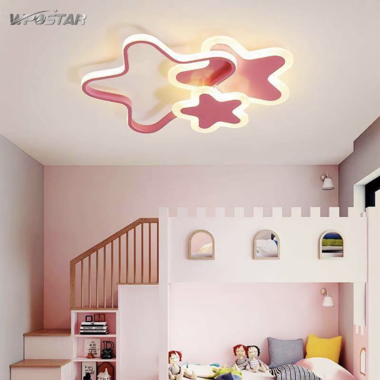 โคมไฟเพดาน LED สำหรับห้อง ดีไซน์รูปดาวห้าแฉกทันสมัย เหมาะสำหรับเด็กชายและเด็กหญิง ตกแต่งห้องนอนเด็ก โคมไฟ สีขาวและสีชมพู เหมาะสำหรับสถานรับเลียงเด็ก ไฟส่องสว่างในบ้าน (รับ 83,150 แต้ม)