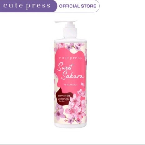 Cute Press สวีท ครีมตัวหอม ซากุระ บอดี้ โลชั่น ขนาด 490 มล. เพลิดเพลินไปกับความหอมราวกับอยู่ท่ามกลางมวลดอกซากุระ ทุกครั้งที่ทา ด้วยโลชั่นบำรุงผิวกาย พร้อมคุณค่าจากคอลลา เจน เปปไทด์ คอมเพล็กซ์, ไฮยาลูโรนิค แอซิด และสารสกัด จากดอกซากุระ ช่วยบำรุงให้ผิวคุณเนียนนุ่ม กระจ่างใส แลดู อ่อนเยาว์ และคงความชุ่มชื่นยาวนานถึง 12 ชั่วโมง(รับ18000แต้ม)