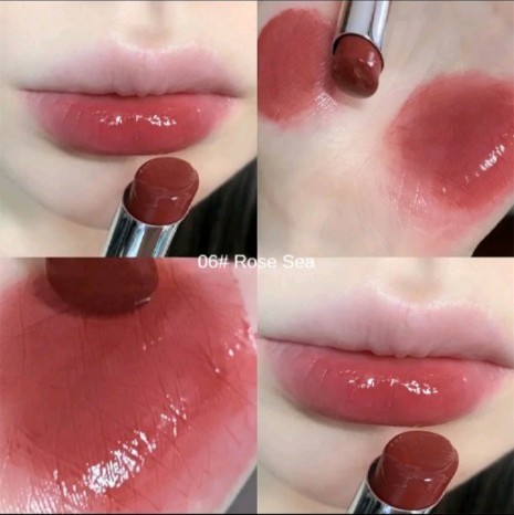 Hydrating กระจกแก้ว ลิปกลอสเนื้อ แข็ง ลิปสติกเจลลี่แสงน้ำ หมีน้อยน่ารัก ติดทนนาน (รับ12250แต้ม)